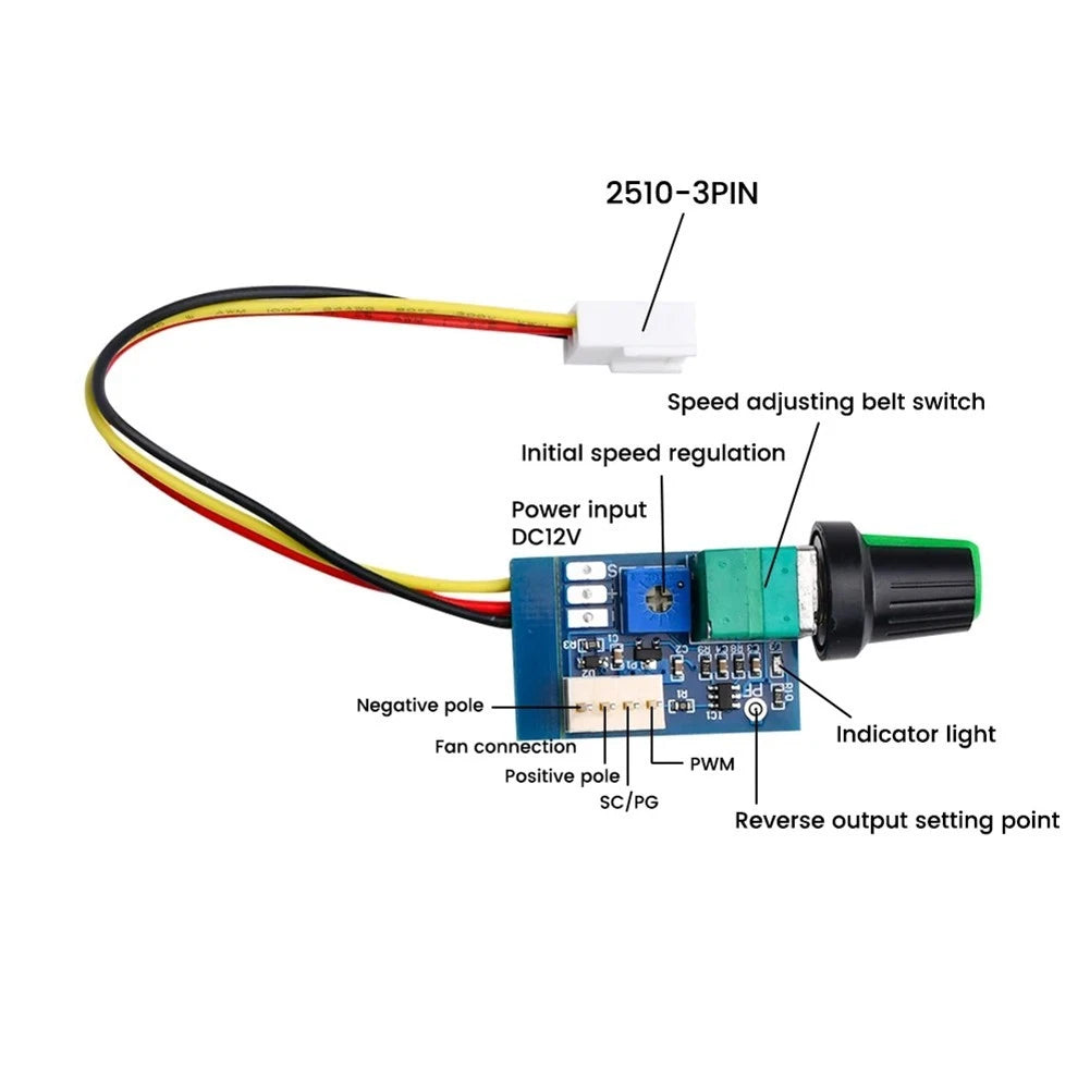 4 Wire DC12V CPU Fan Speed Controller for PC