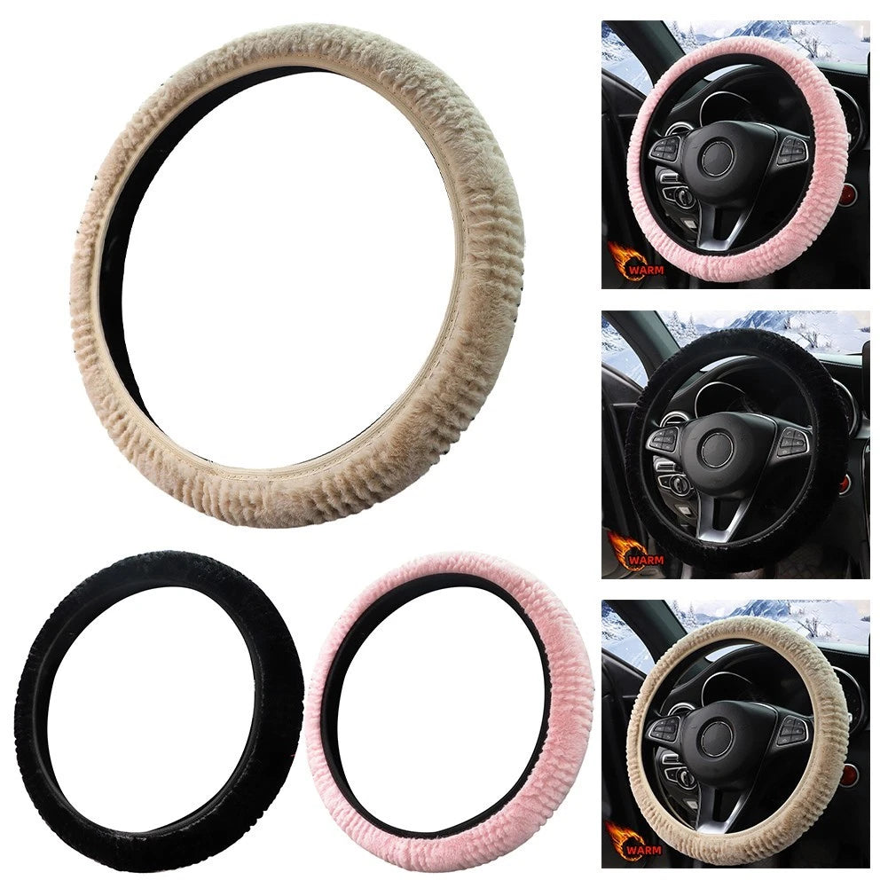 Comfortable Plush Steering Wheel Cover for 15 Inch Wheels Ideal for Daily Use