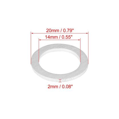 Oil Drain Plug Gasket Set for Mazda M14 Silver Tone (5 Pack) (2004–2023)