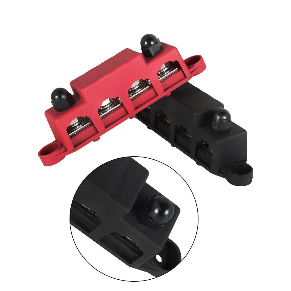 3/8" Red and Black Pair Busbar for Power Distribution 12V 250A