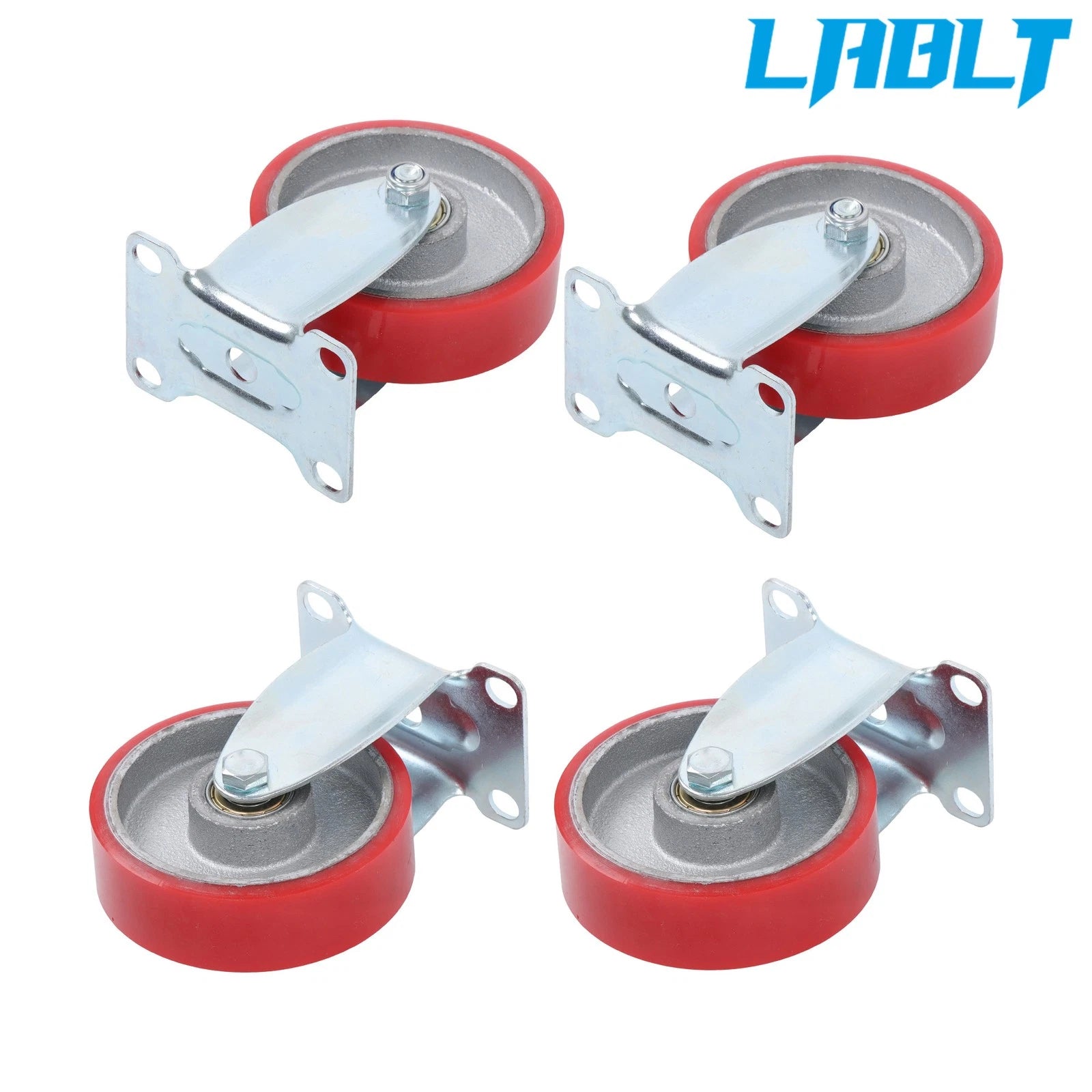 Set of 4 Heavy Duty 4" Red Polyurethane Casters