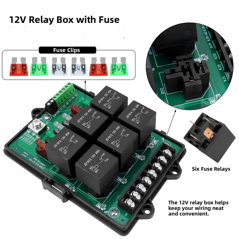 6-Way Relay Module Power Panel for 12V Systems