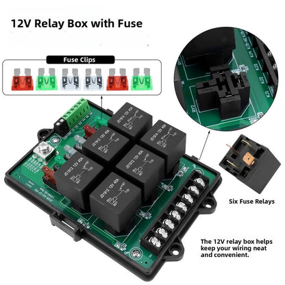 6-Way Relay Module Power Panel for 12V Systems