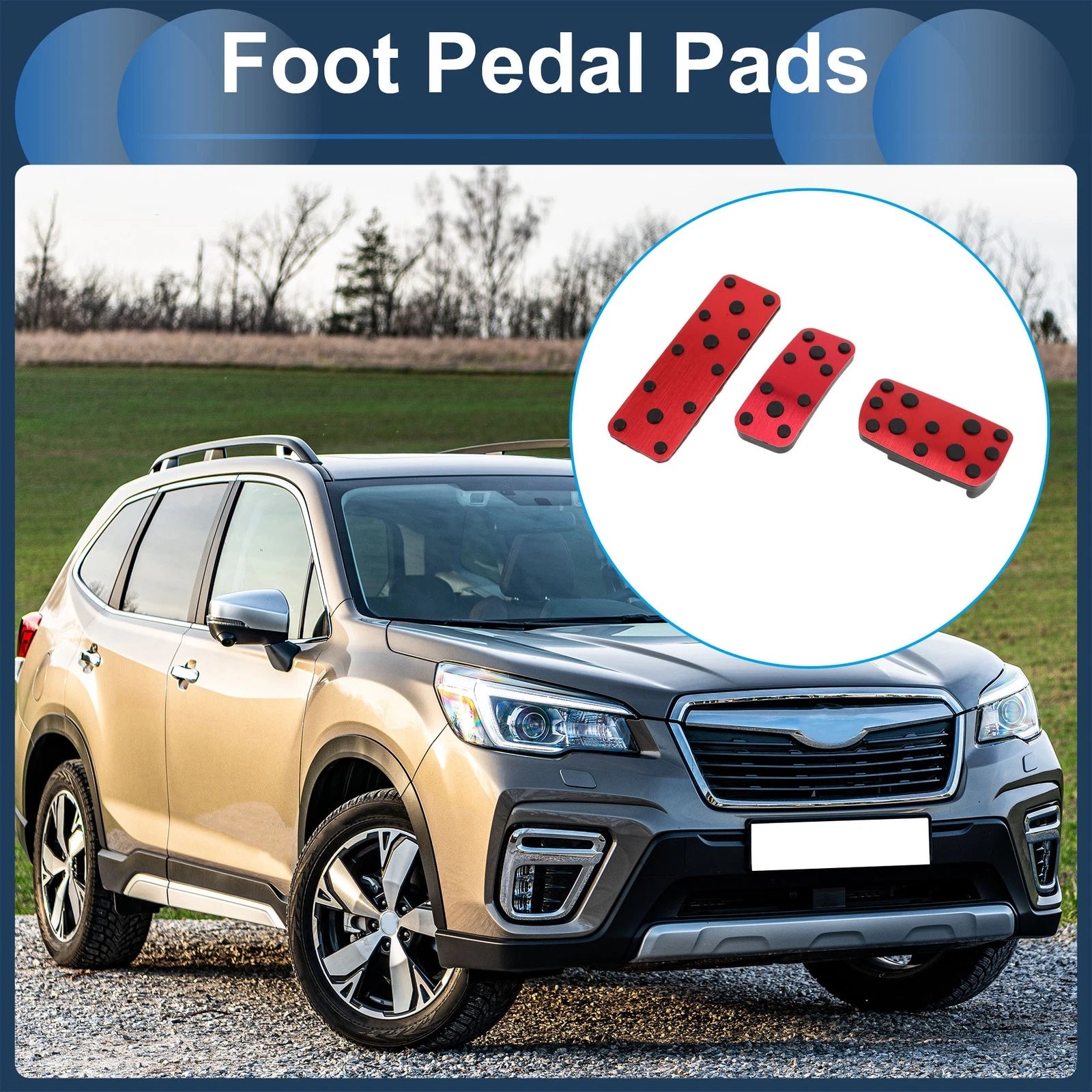 3 Pcs Accelerator Pedal Covers for Subaru Forester (2003–2005) Red