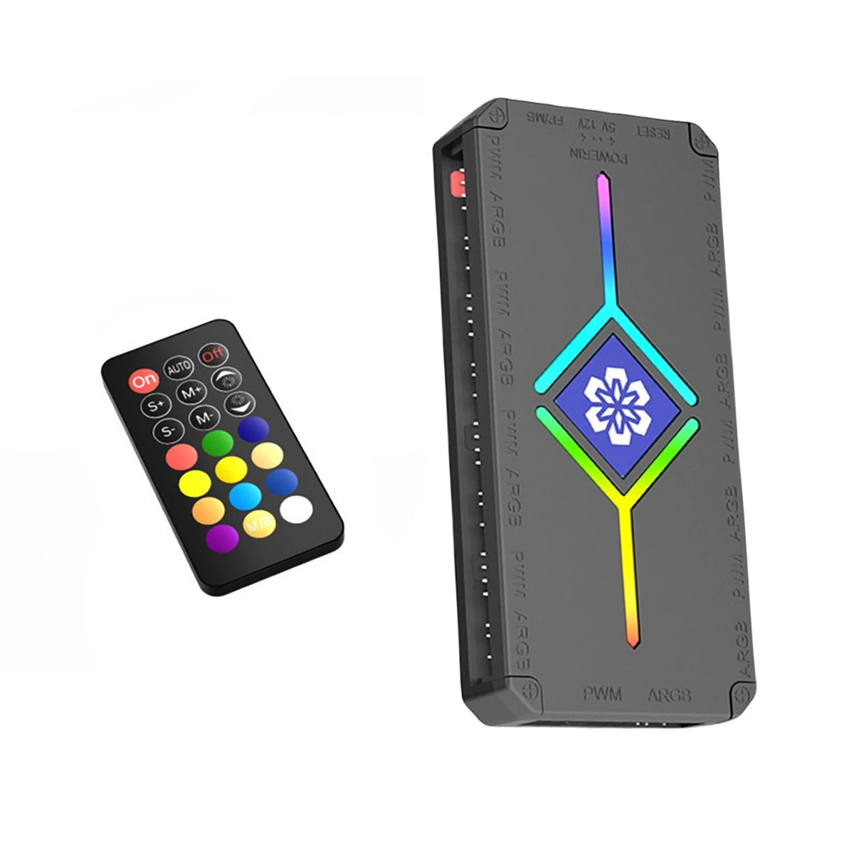 ARGB PWM Fan Controller Hub for Computer PC (9 Ports, Remote Control)