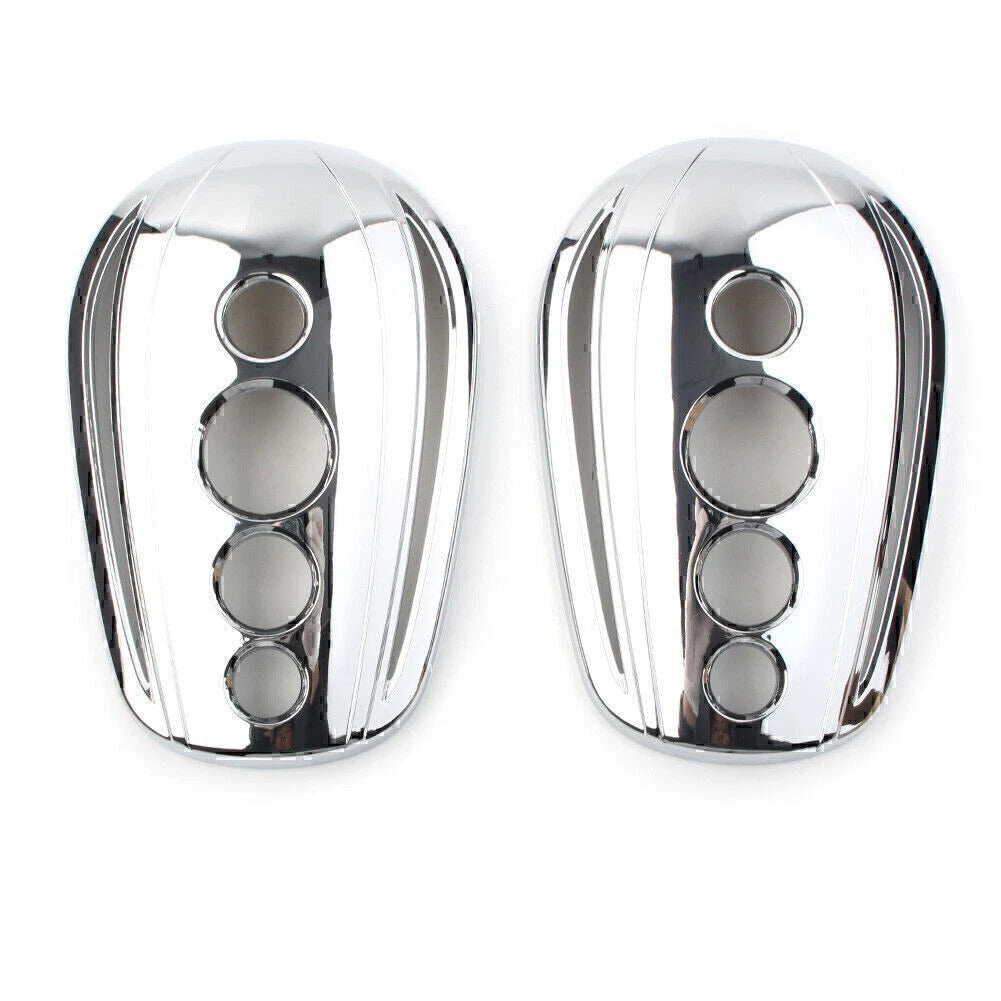 1 Pair Chrome Oval Rear View Mirrors Cover Cap for Harley Dyna Softail Sportster