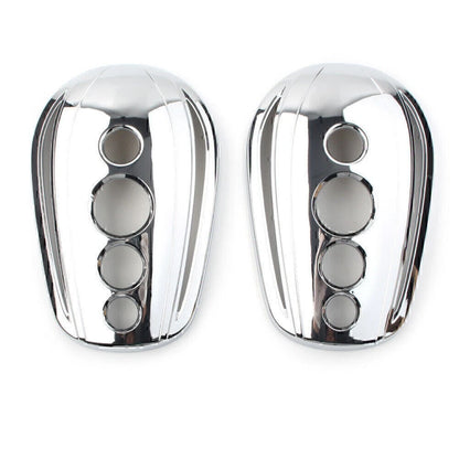 1 Pair Chrome Oval Rear View Mirrors Cover Cap for Harley Dyna Softail Sportster