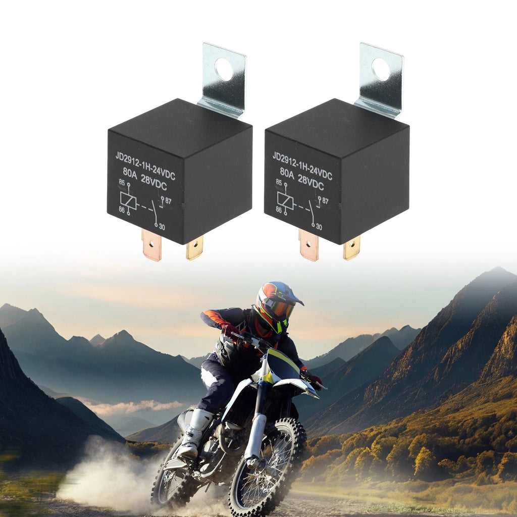 2X 4-Pin 80A Waterproof Auto Relay for 24V Vehicles