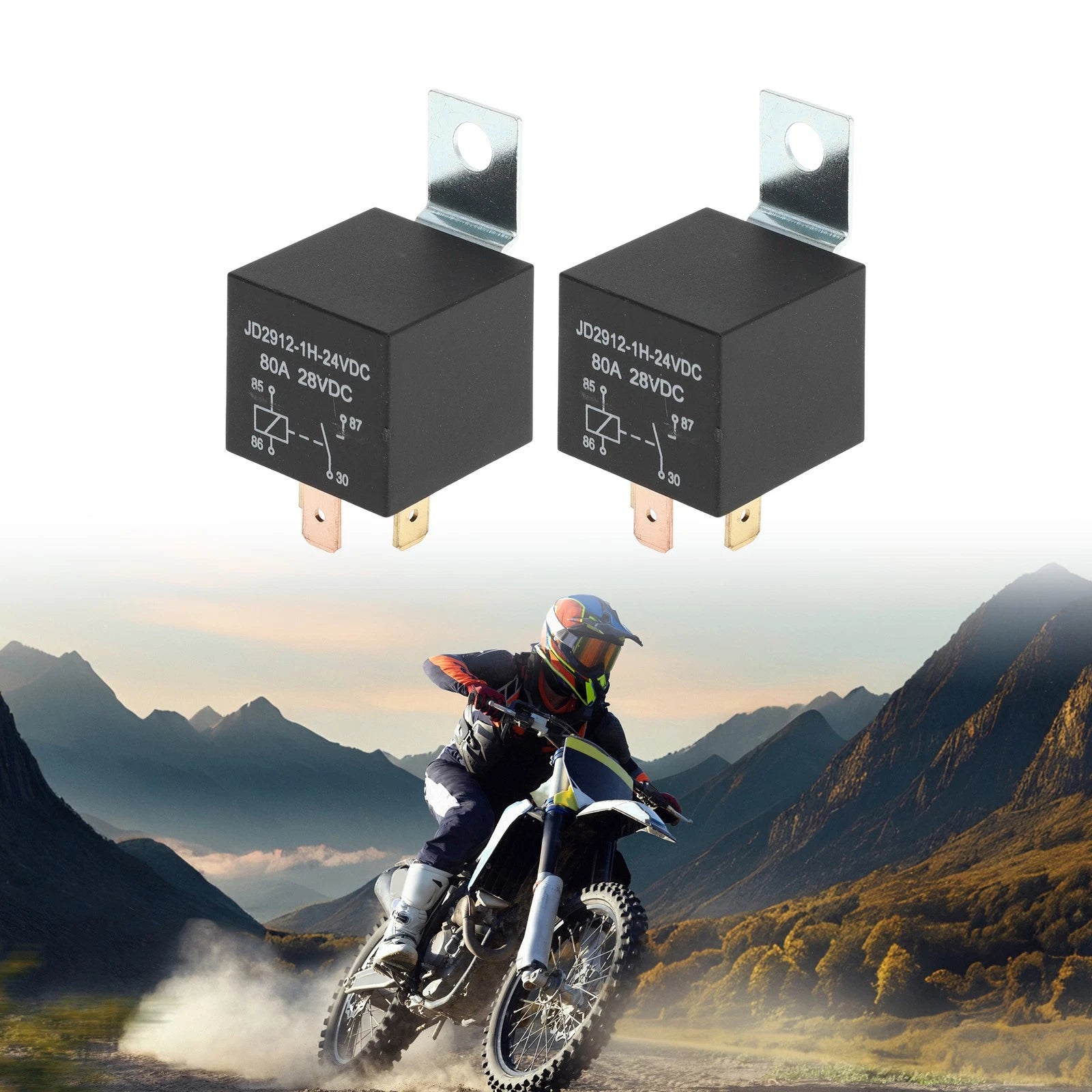 2X 4-Pin 80A Waterproof Auto Relay for 24V Vehicles