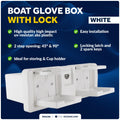 Glove Box with Drink Cup Holders for Boat (Lockable, White ABS Plastic)