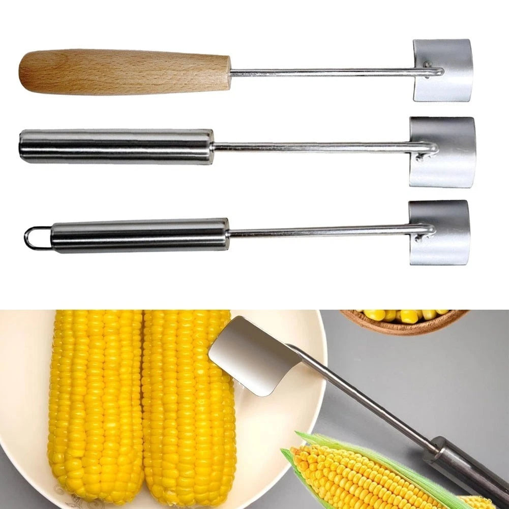 Stainless Steel Corn Cob Stripper Tool with Long Handle for Kitchen Use