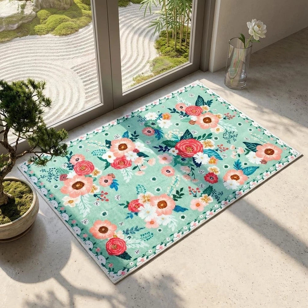 Washable Plush Doormat Floral Pattern for American Style (40x60cm)