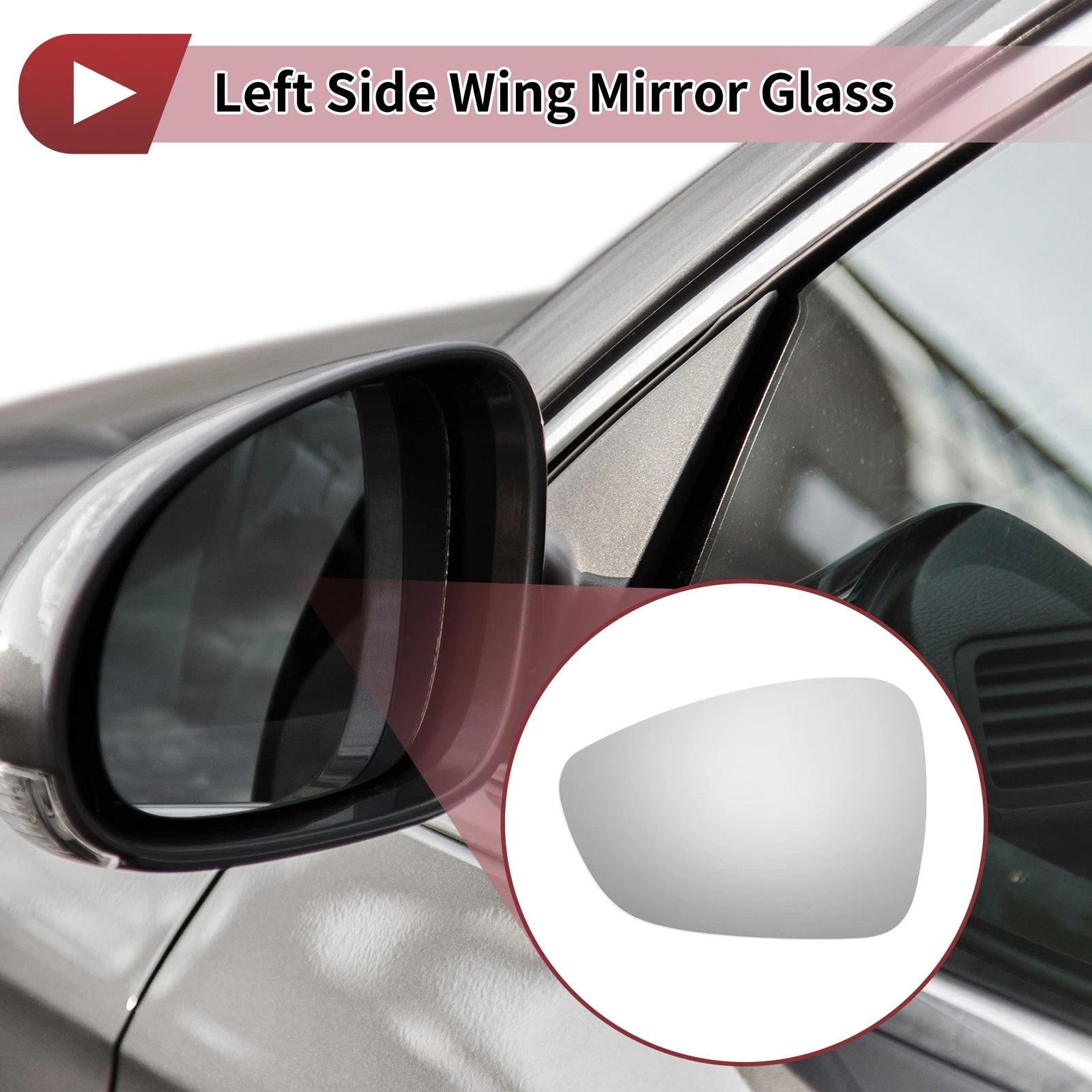 Left Side Wing Mirror Glass for Citroen C3 II (2010–2016)