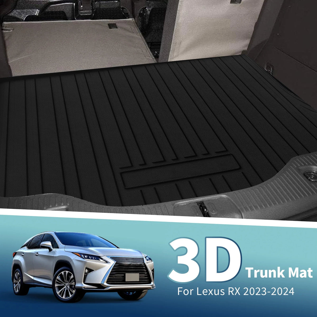 Cargo Liner Rear Trunk Mat TPE Flat Face 1 Piece for Lexus RX (2023–2024)