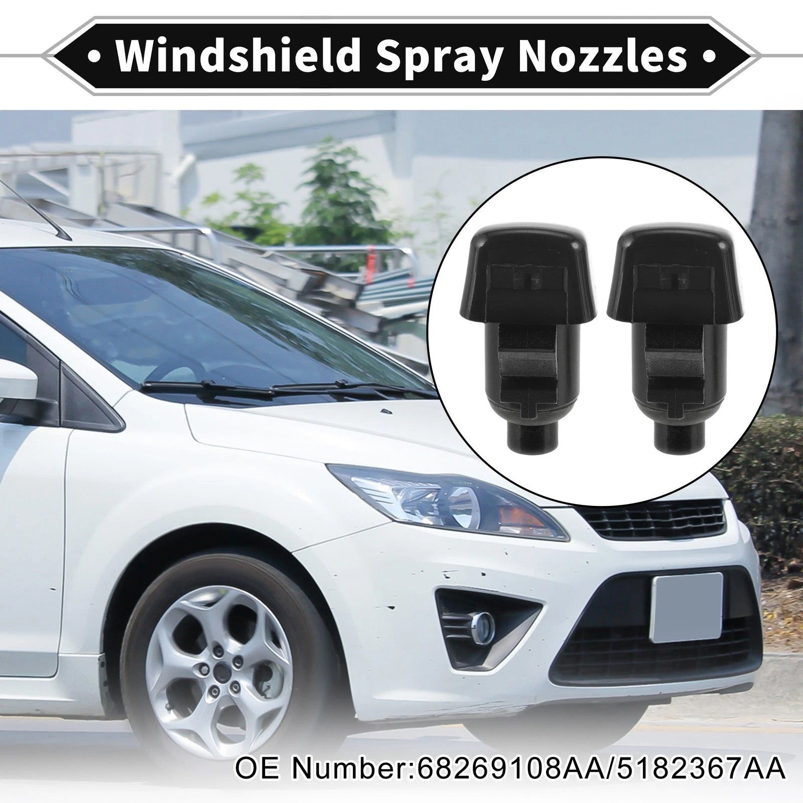 2 Pcs Front Windshield Washer Nozzle for Dodge Durango (2011–2023) No. 68269108AA