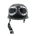 Half Face Helmet for Motorcycle (M/L/XL) Black Leather DOT Approved
