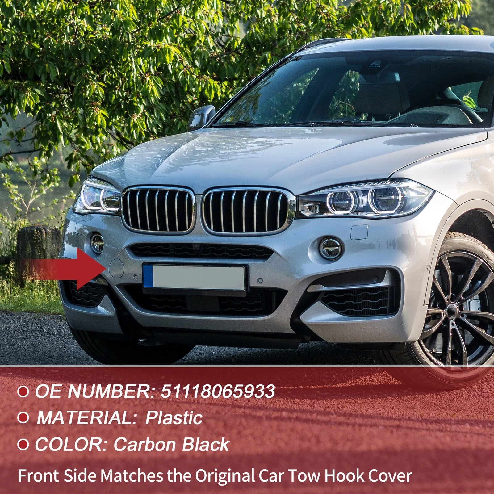 Front Tow Cover Cap Replacement for BMW X6 F16 M Sport (2015–2019)
