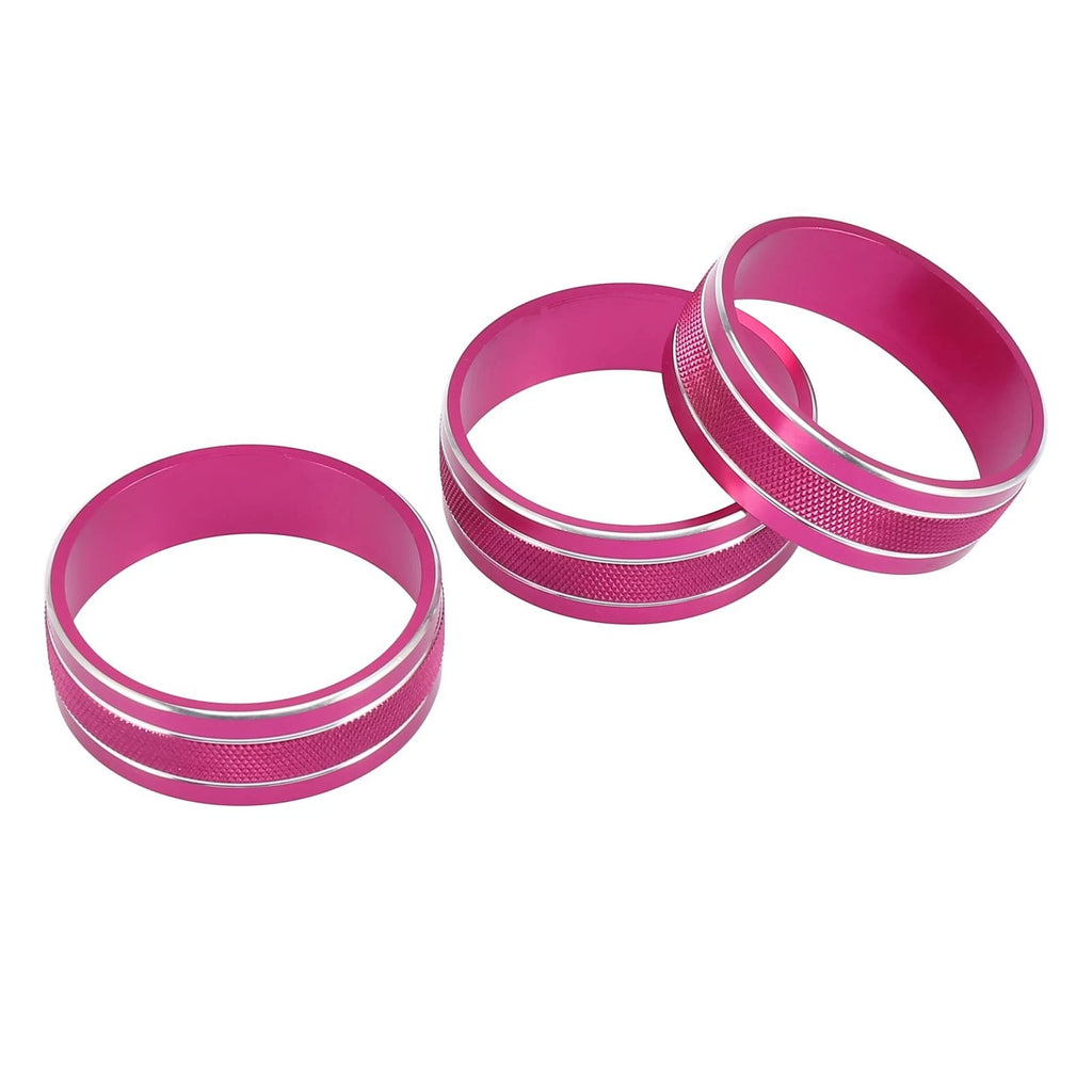 A/C Switch Knob Cover Ring Kit Pink Silver Tone for Jeep for Dodge (3PC)