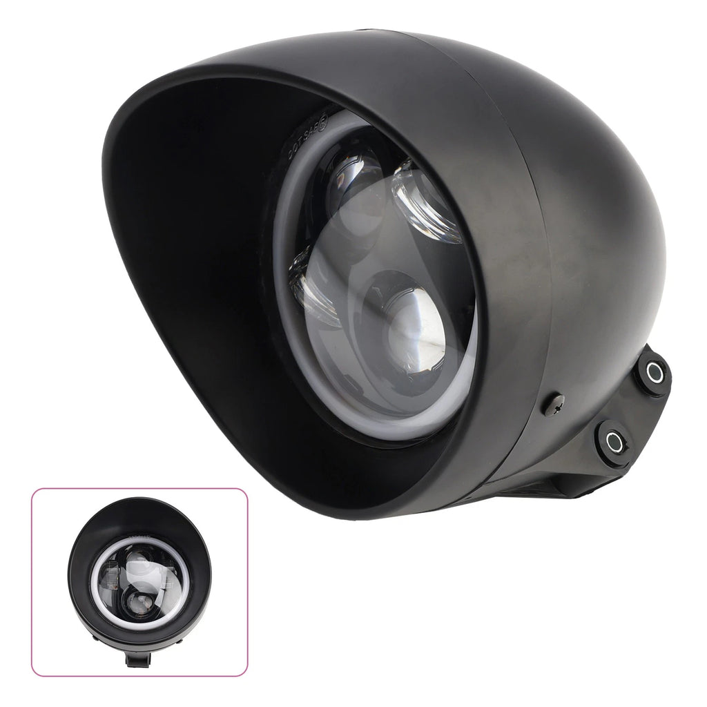 5.75" Motorcycle Spotlight Headlight Fog 4-Bulbs Black for Motorcycle Scooter