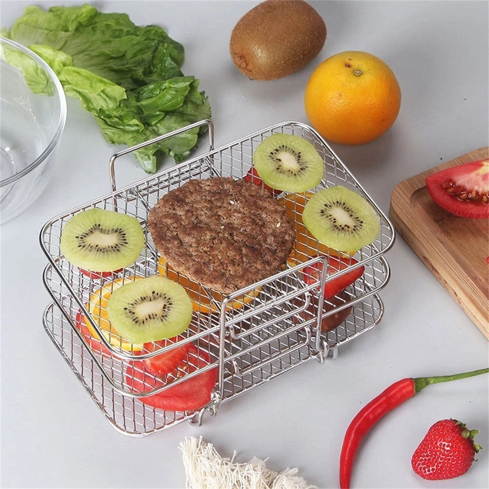 Set of 2 Multi Layer Mesh Baskets for Air Fryers and Steamers