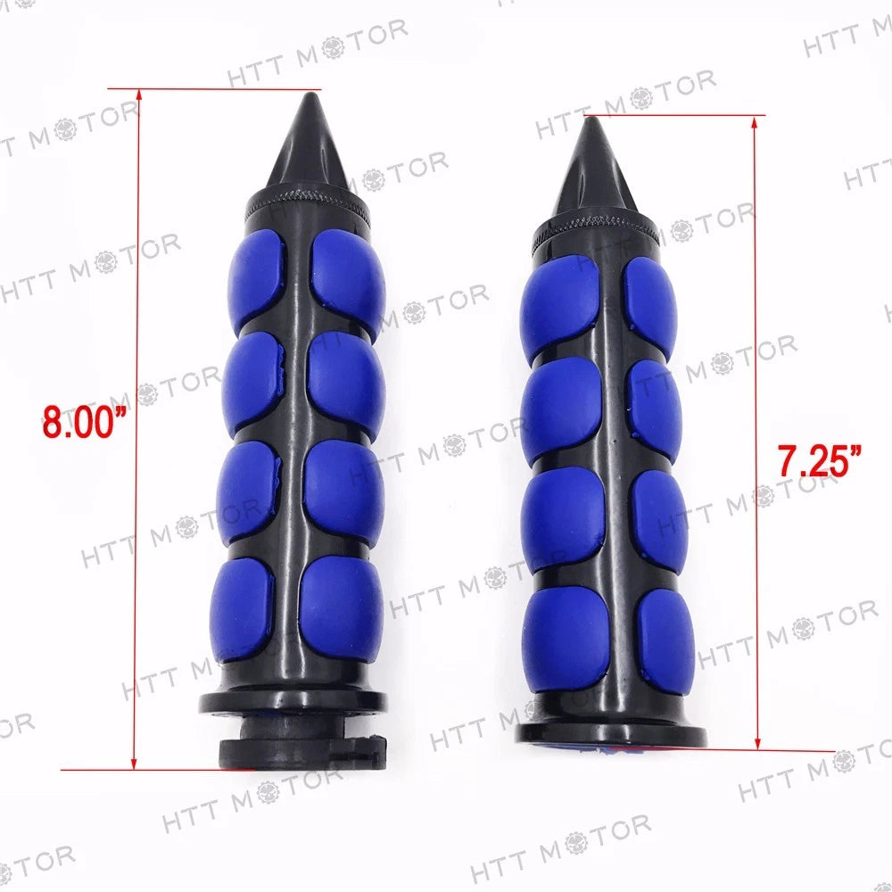 Custom Spike Hand Grips for Motorcycle (7/8" 22mm) Black Blue