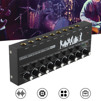 6-8 Channel Audio Mixer for Podcasts and Music Creation
