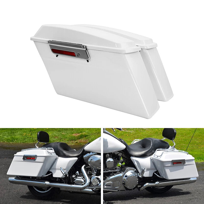 White Hard Saddlebags for Harley Touring Street Road Glide (1994–2013)