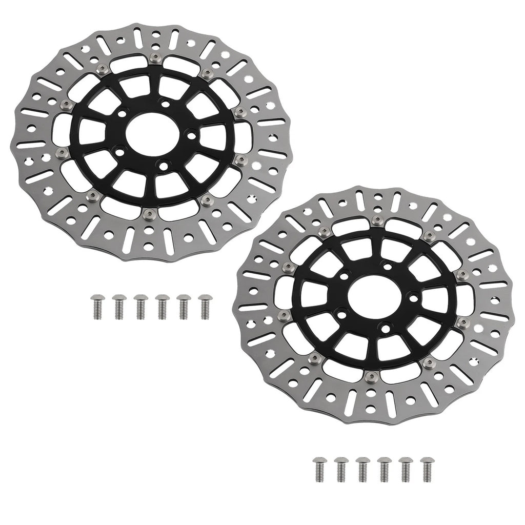 2X Black Front Rotor Disc for Harley-Davidson Road King (2008–2021) 299mm