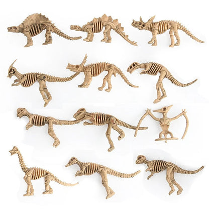 12pcs Dinosaur Fossil Skeleton Model Set Mini Action Figures