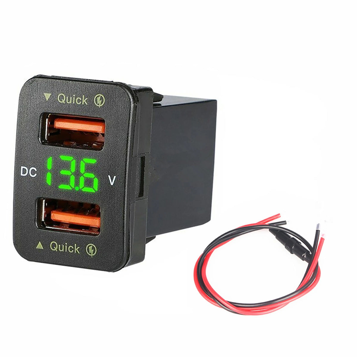 36W Dual USB QC3.0 Car Charger with Voltage Display for Toyota C