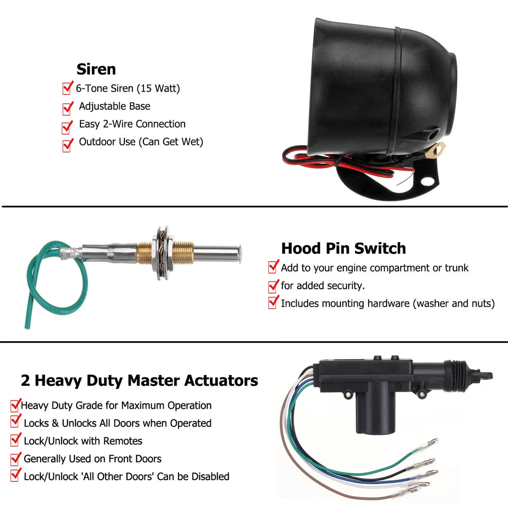 Set of 4 Door Power Lock Actuator Motors for Remote Car Alarm Keyless Entry