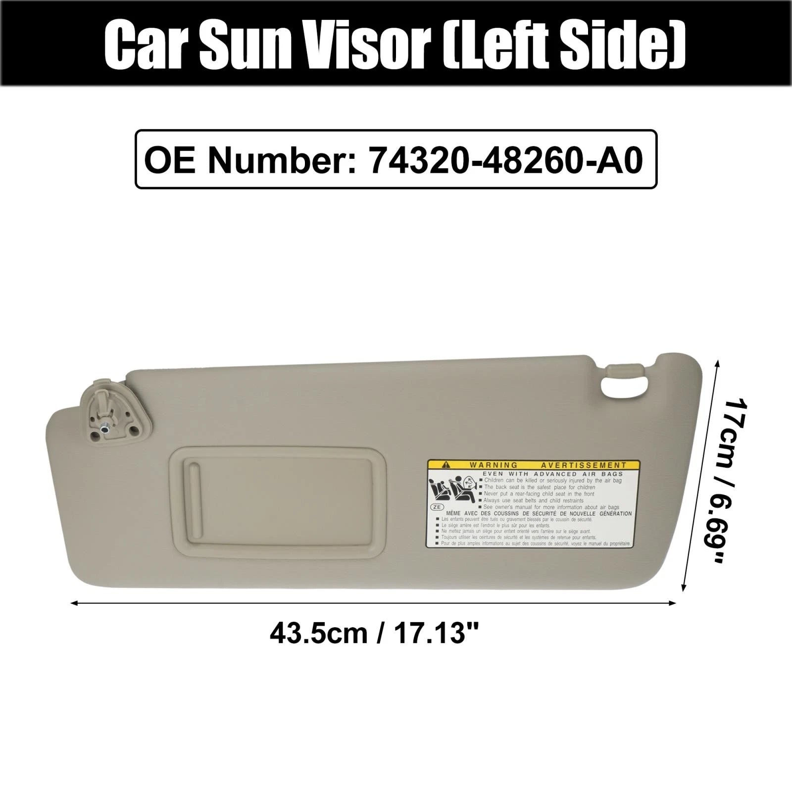 Front Left Side Car Sun Visor Replacement for Toyota Highlander (2004–2007)