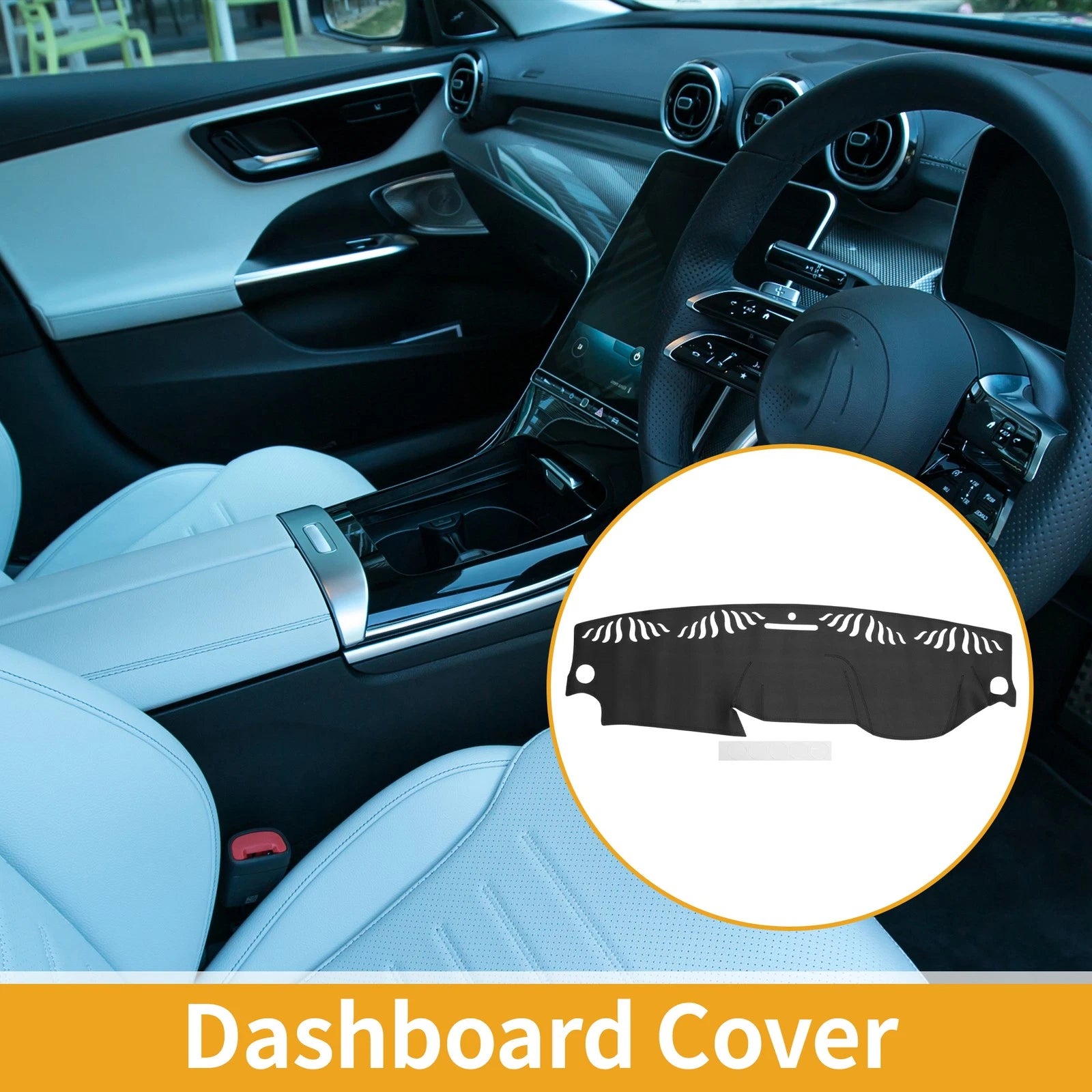 Dashboard Cover Dash Mat Carpet Black Replacement for Mercedes-Benz C-Class (2011–2013)