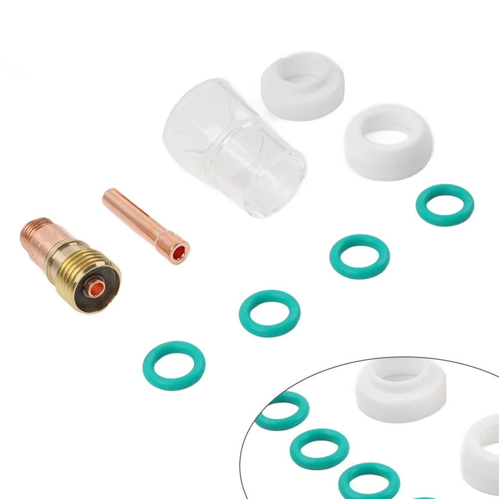9pcs TIG Welding Stubby Gas Lens #12 Pyrex Cup Kit for Universal Use