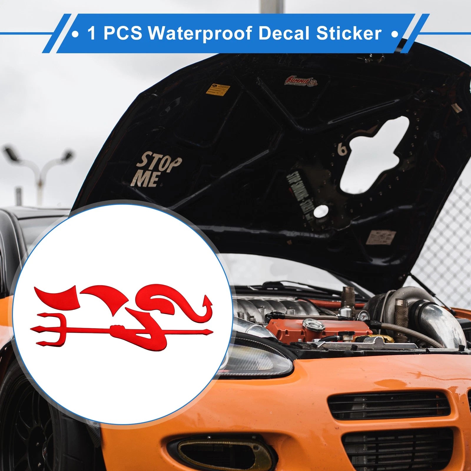 Devil Fork Pattern Bumper Sticker Decal for Car (15x6cm) Waterproof Rubber