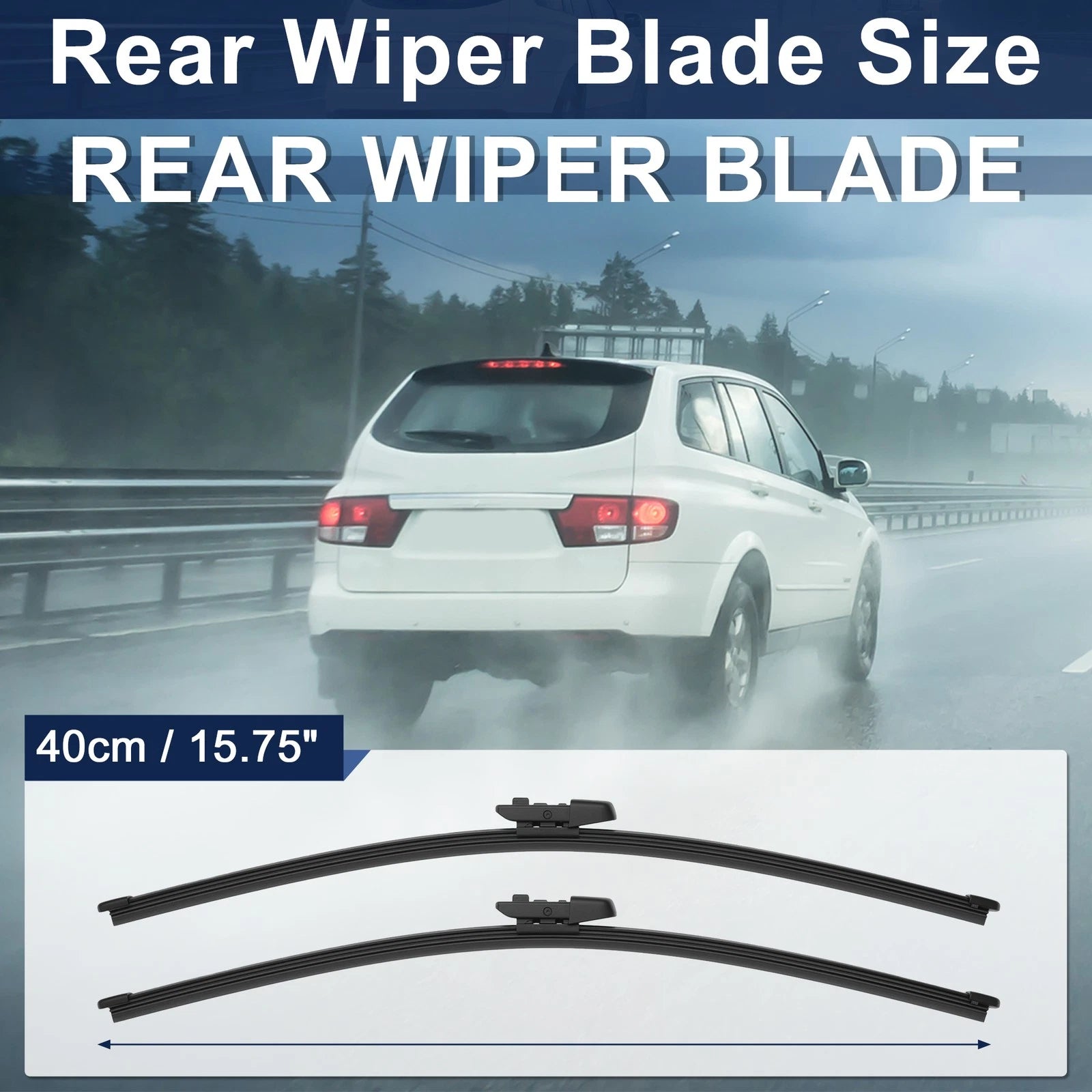 Set of 2 Rear Windshield Wipers for Lincoln Navigator (2016–2017) Rubber