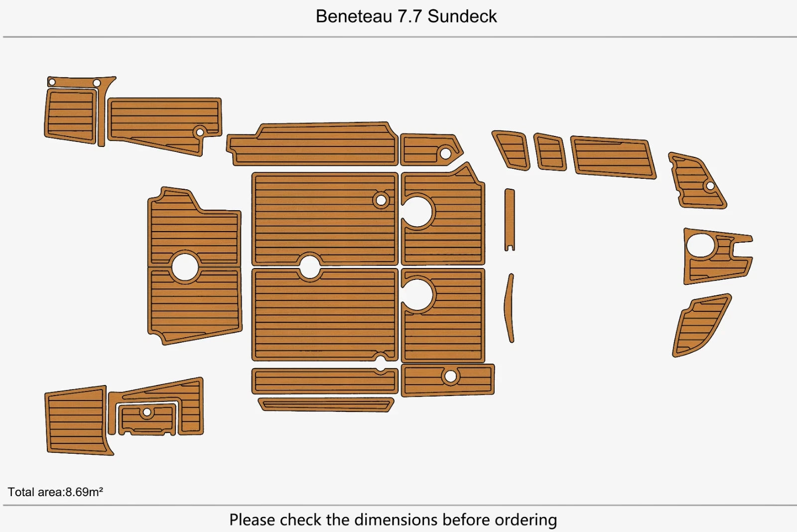 EVA Foam Teak Deck Floor Mat for Beneteau 7.7 Sundeck