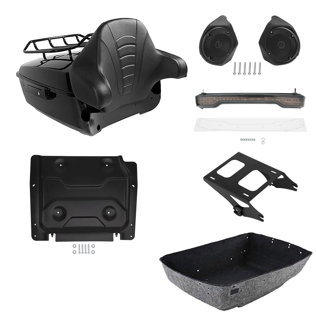 Trunk Backrest Mount Rack Light Speakers for Harley Road Glide (2014–2026)