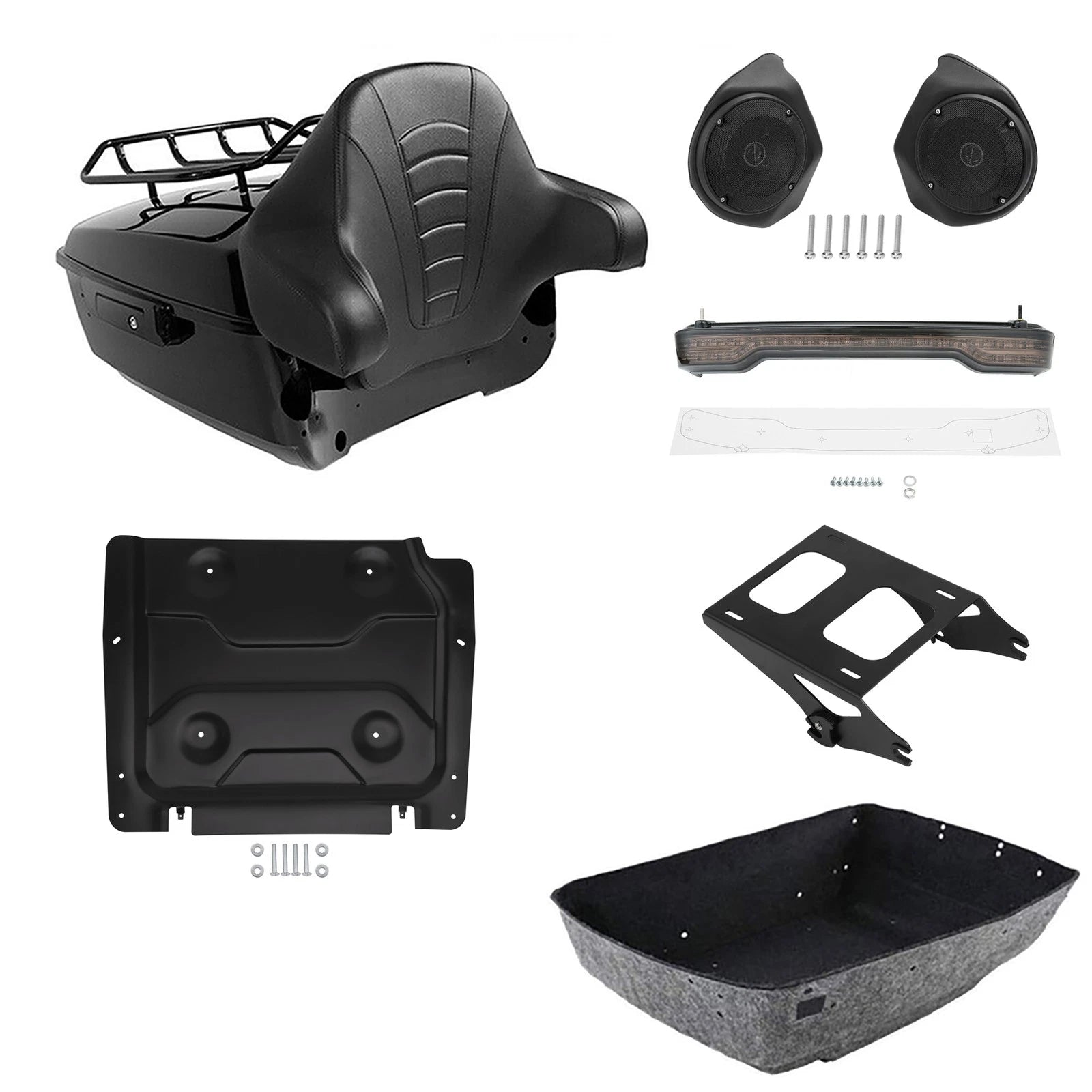 Trunk Backrest Mount Rack Light Speakers for Harley Road Glide (2014–2026)