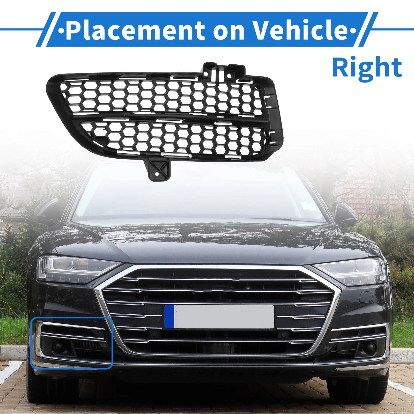 Fog Light Grill Front Right Replacement for Volkswagen Touareg (2007–2010)