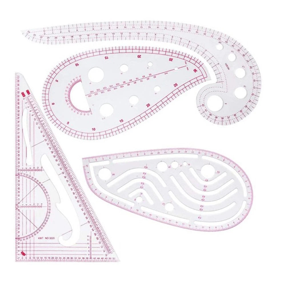 4 Piece Sewing Ruler Set for Design Tools