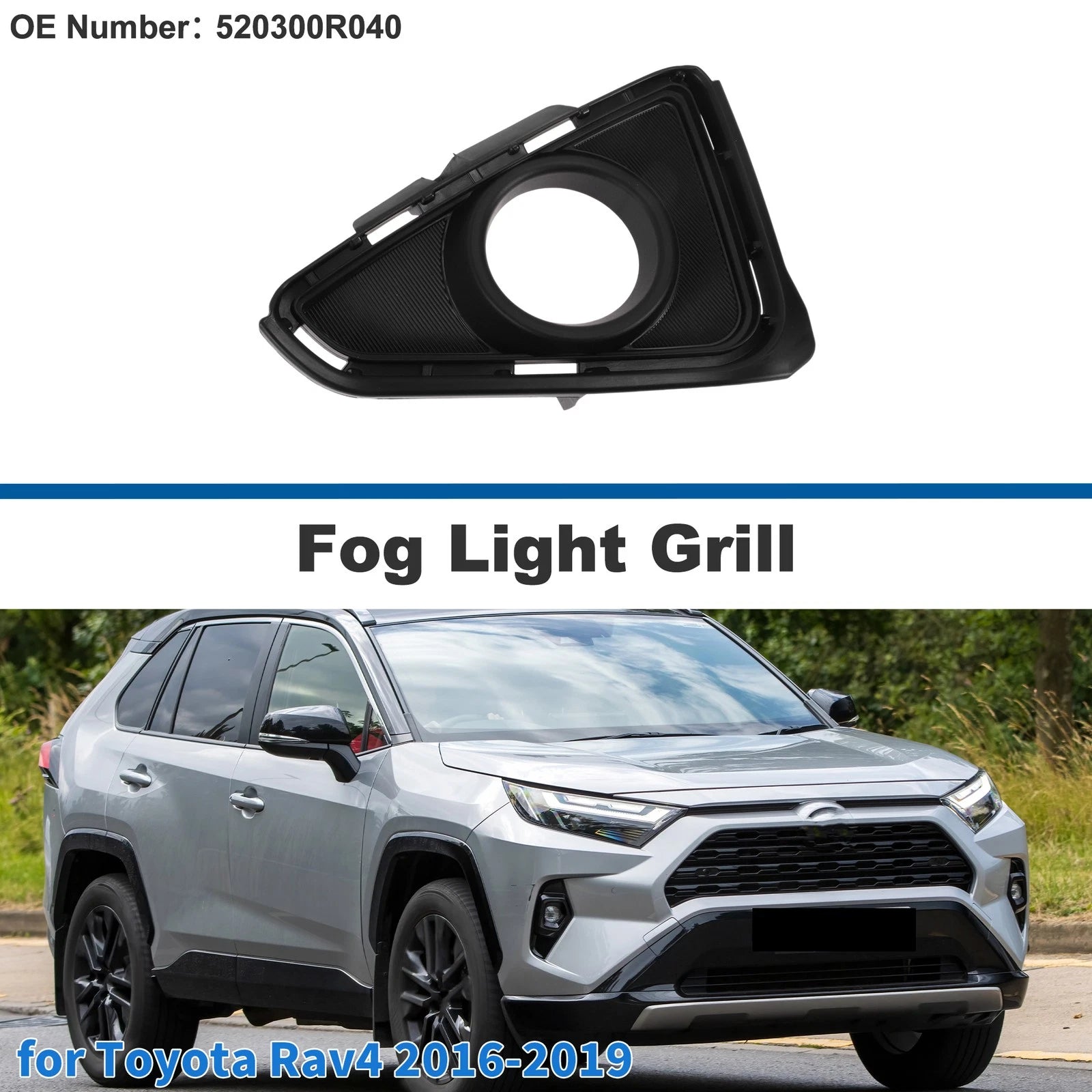 Front Right Fog Light Grill Replacement for Toyota RAV4 (2016–2019)