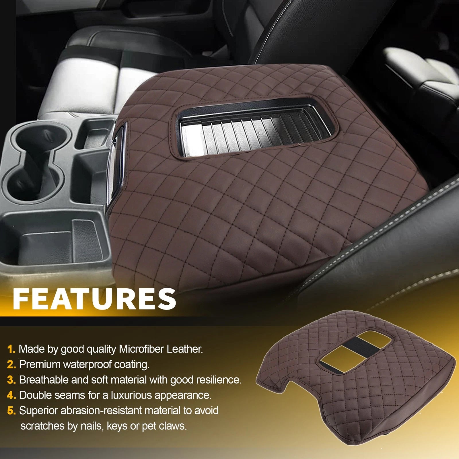 Center Console Lid Armrest Cover Trim for Chevy Silverado GMC Sierra (2014–2018)