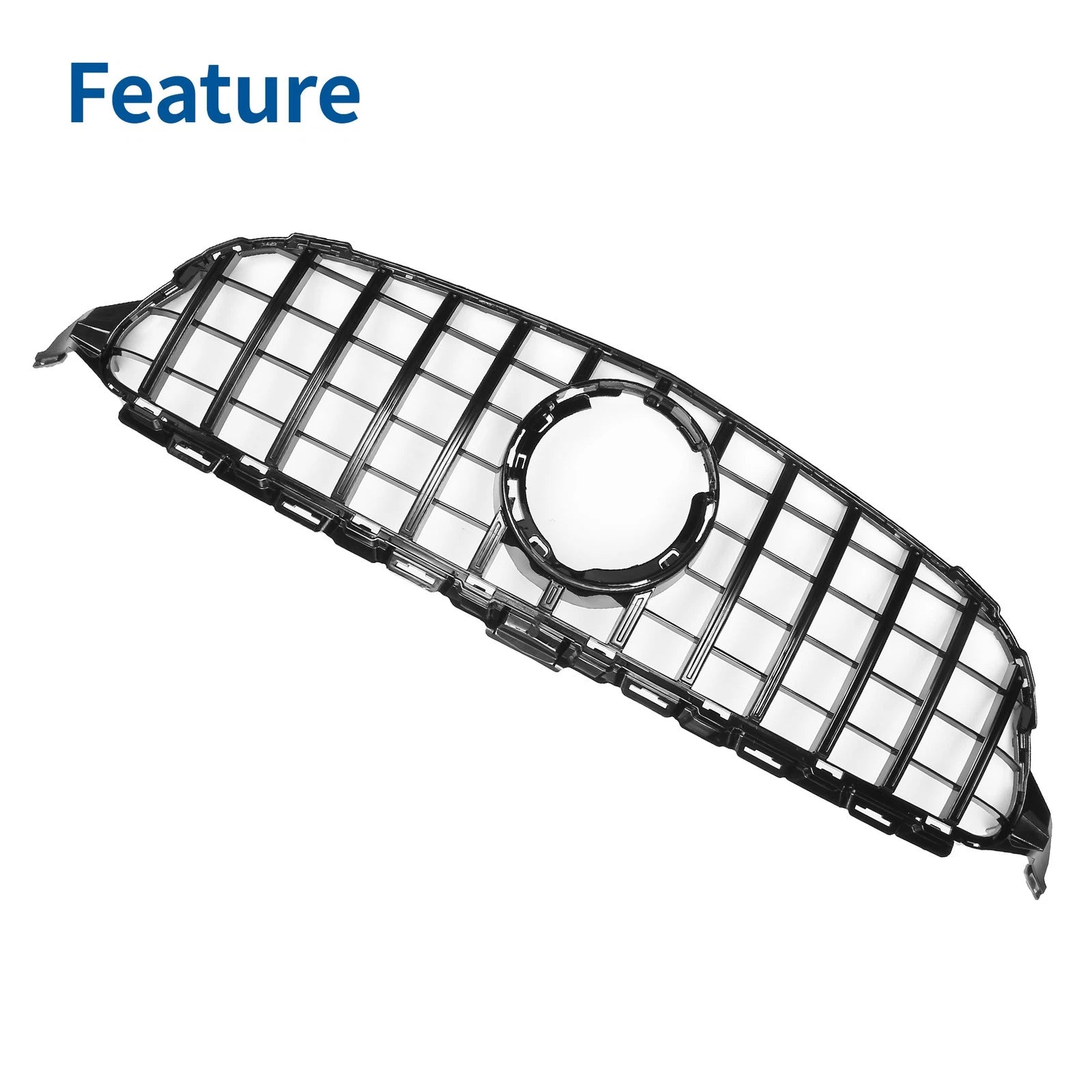Front Upper Bumper Grille Grill Replacement for Mercedes-Benz C250 (2013-2016) Black
