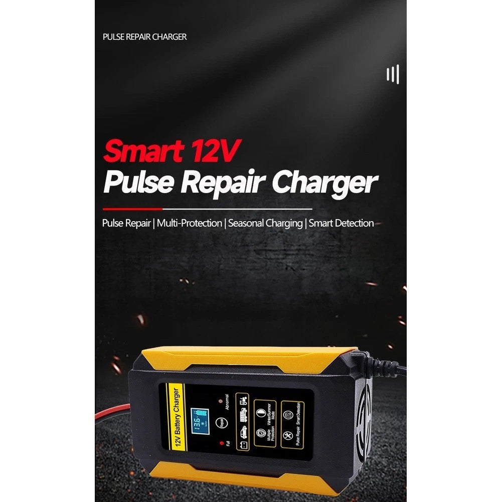 12V 6A Pulse Charger for Car Motorcycle Truck with Digital Display