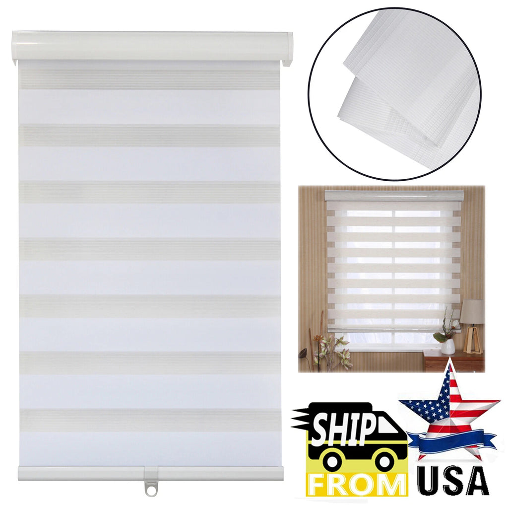 Zebra Blinds Shade for Day Night Dual Layer Window Curtains (Horizontal)