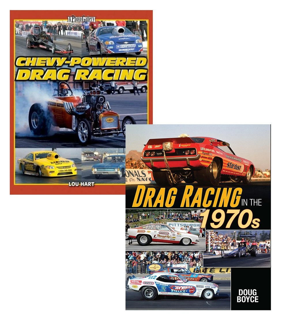 2-Book Set: Drag Racing & Chevy Legends Photo Collection (1970s)