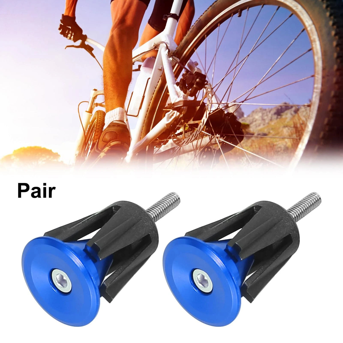 Aluminum Alloy Bike Handlebar End Plugs Caps Bar End Plug Blue (15-23.5mm)