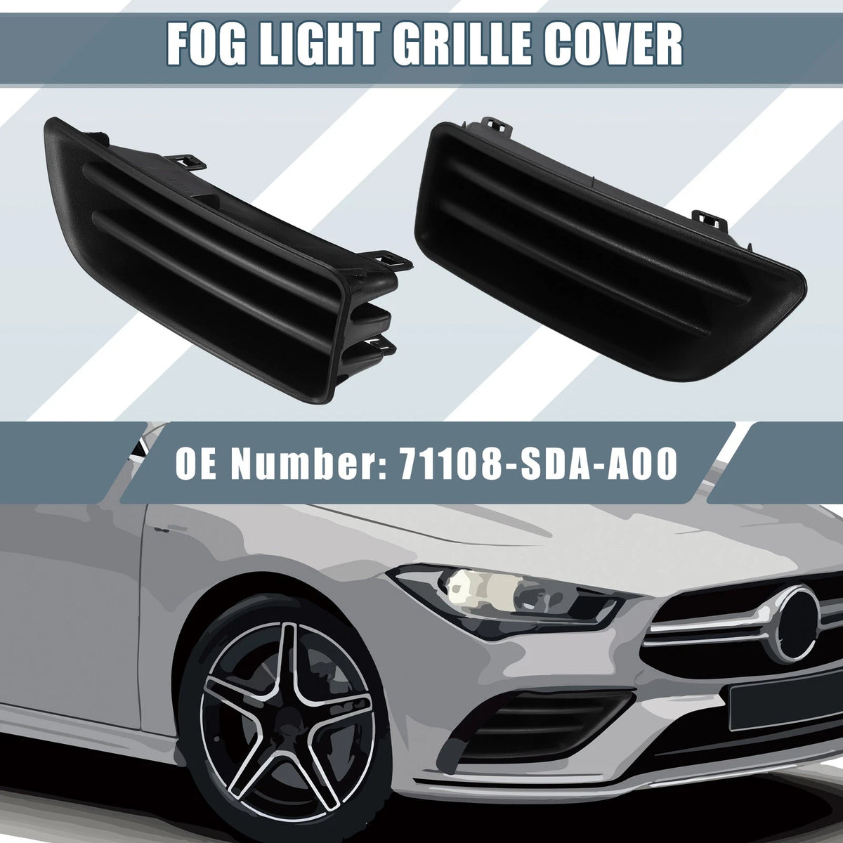 Fog Light Grille Covers Pair Replacement for Honda Accord (2008–2012)
