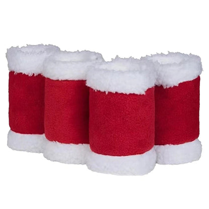 4Pcs Horse Leg Wraps for Equestrian Shows (Red White Velvet)
